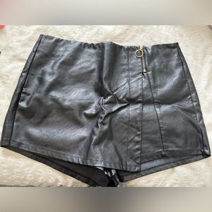 Fashion Nova Black Leather Mini Skort